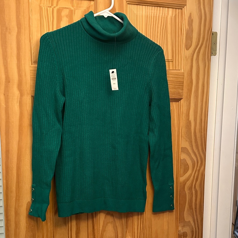 Talbots Teal Ribbed Turtleneck Sweater